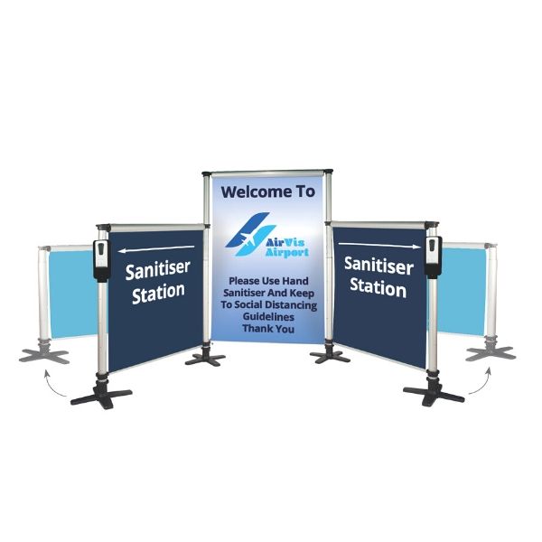 Telescopic Hand Sanitiser Station with Banner Concept